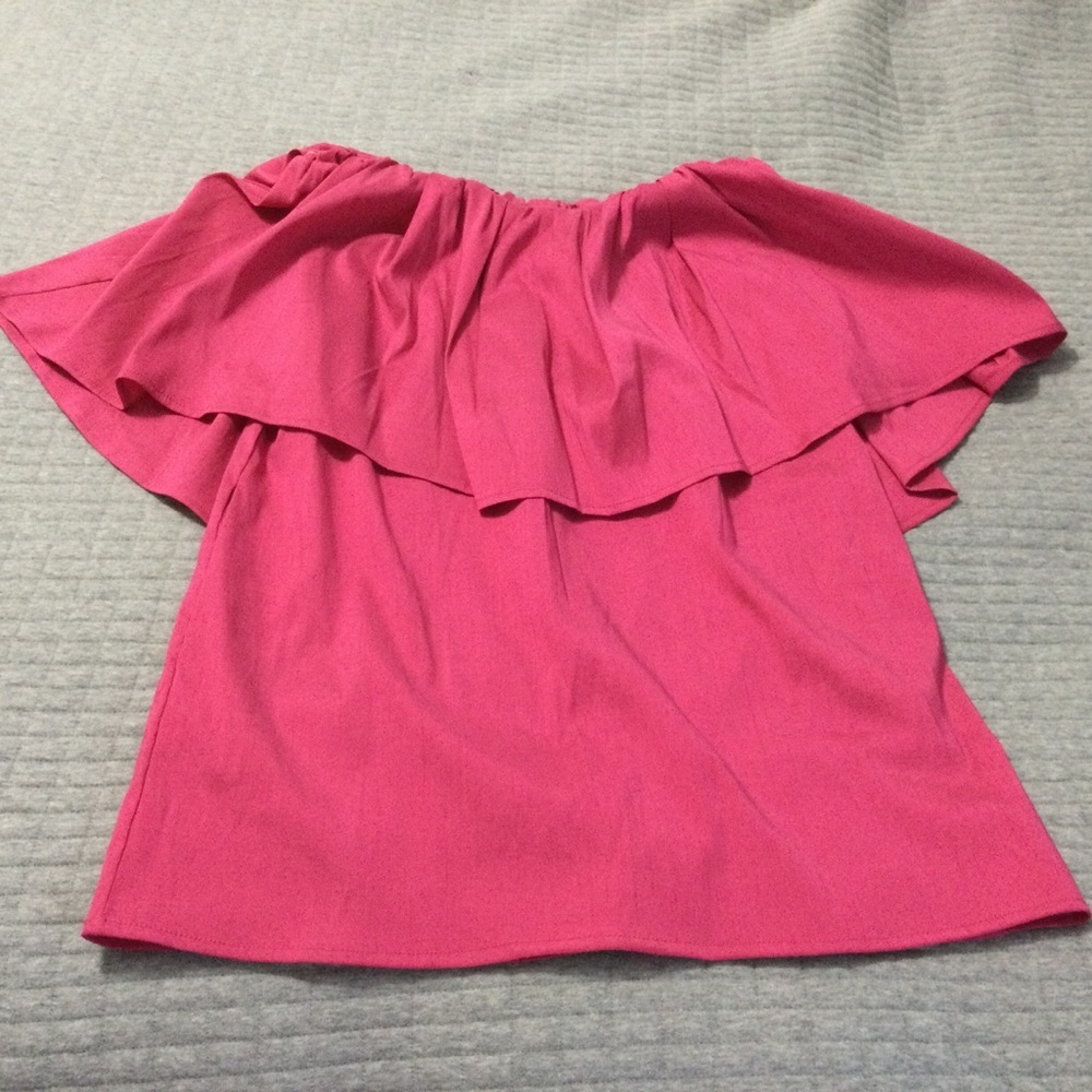 5Rue Pink Layered Off-Shoulder Blouse Size S
